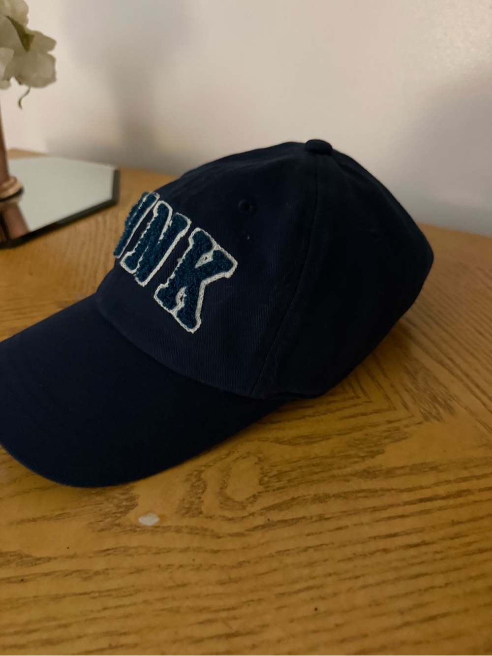 PINK Victoria's Secret Navy Blue Baseball Cap with Embroidered Logo